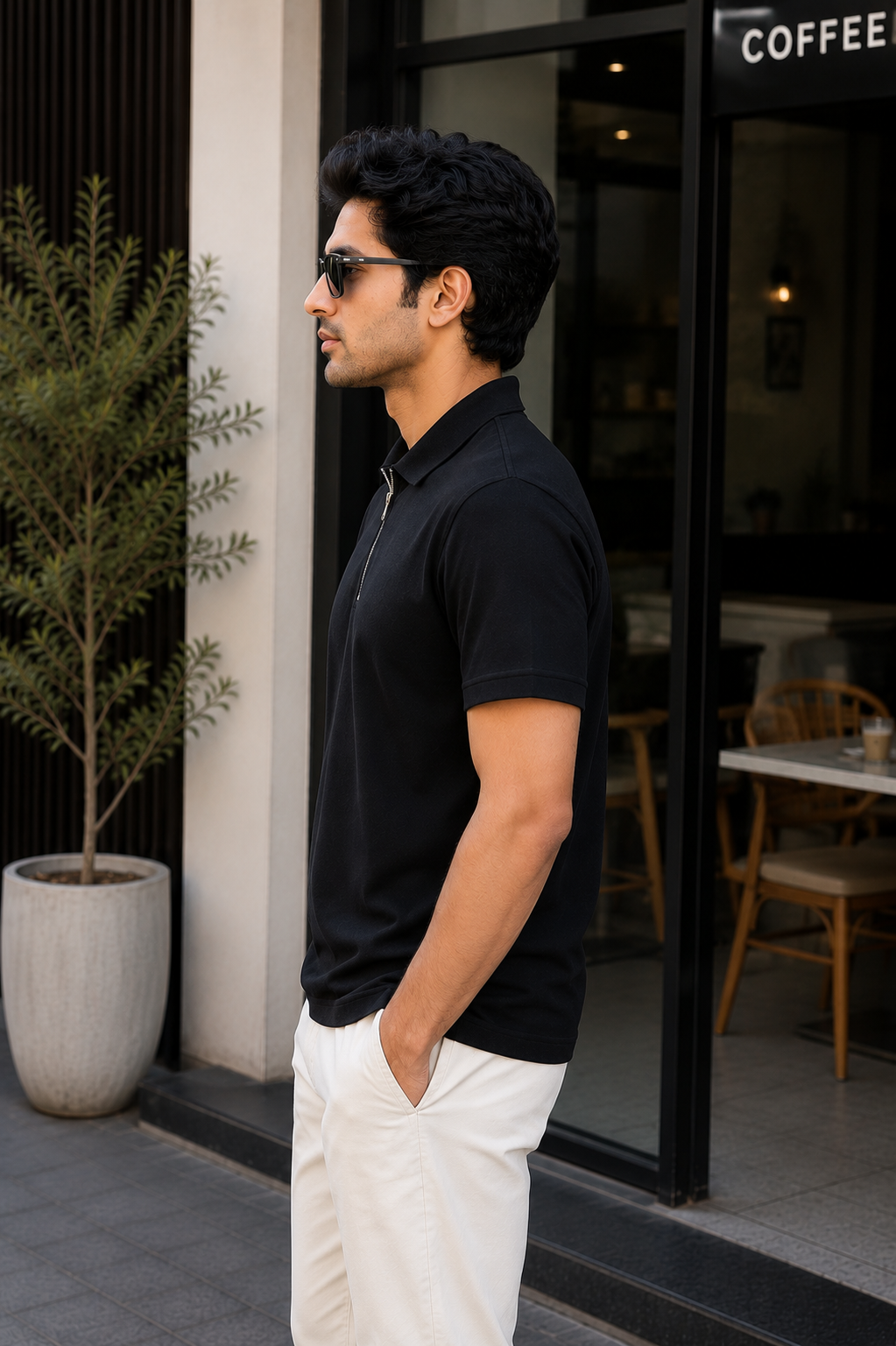 Unisex Zipper Polo