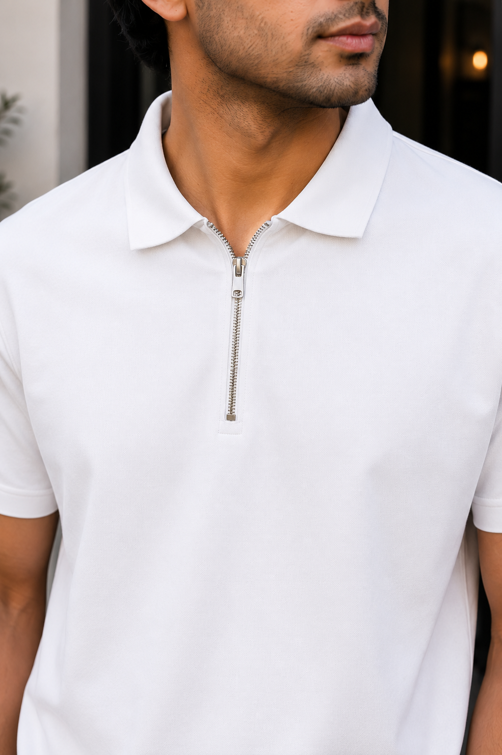 Unisex Zipper Polo