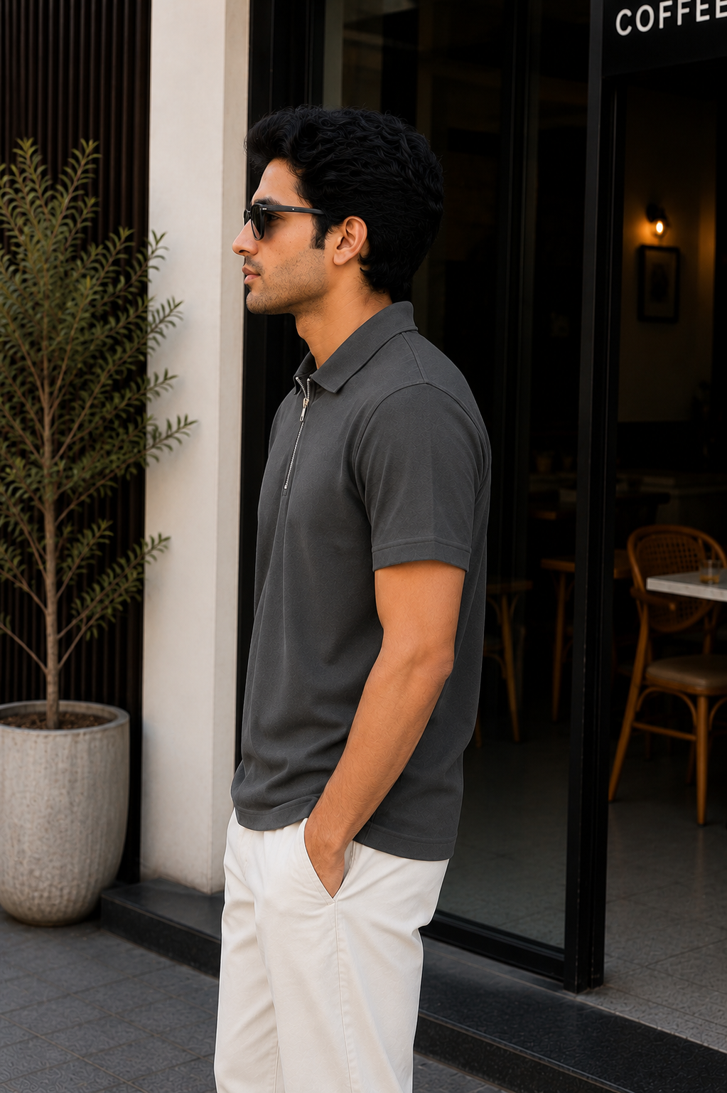 Unisex Zipper Polo