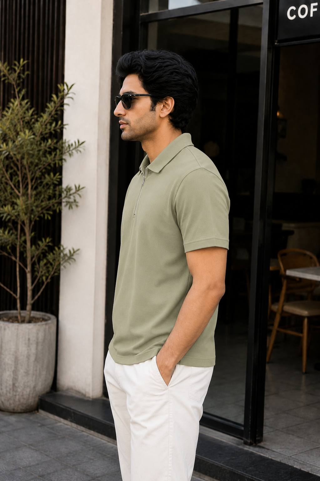Unisex Zipper Polo
