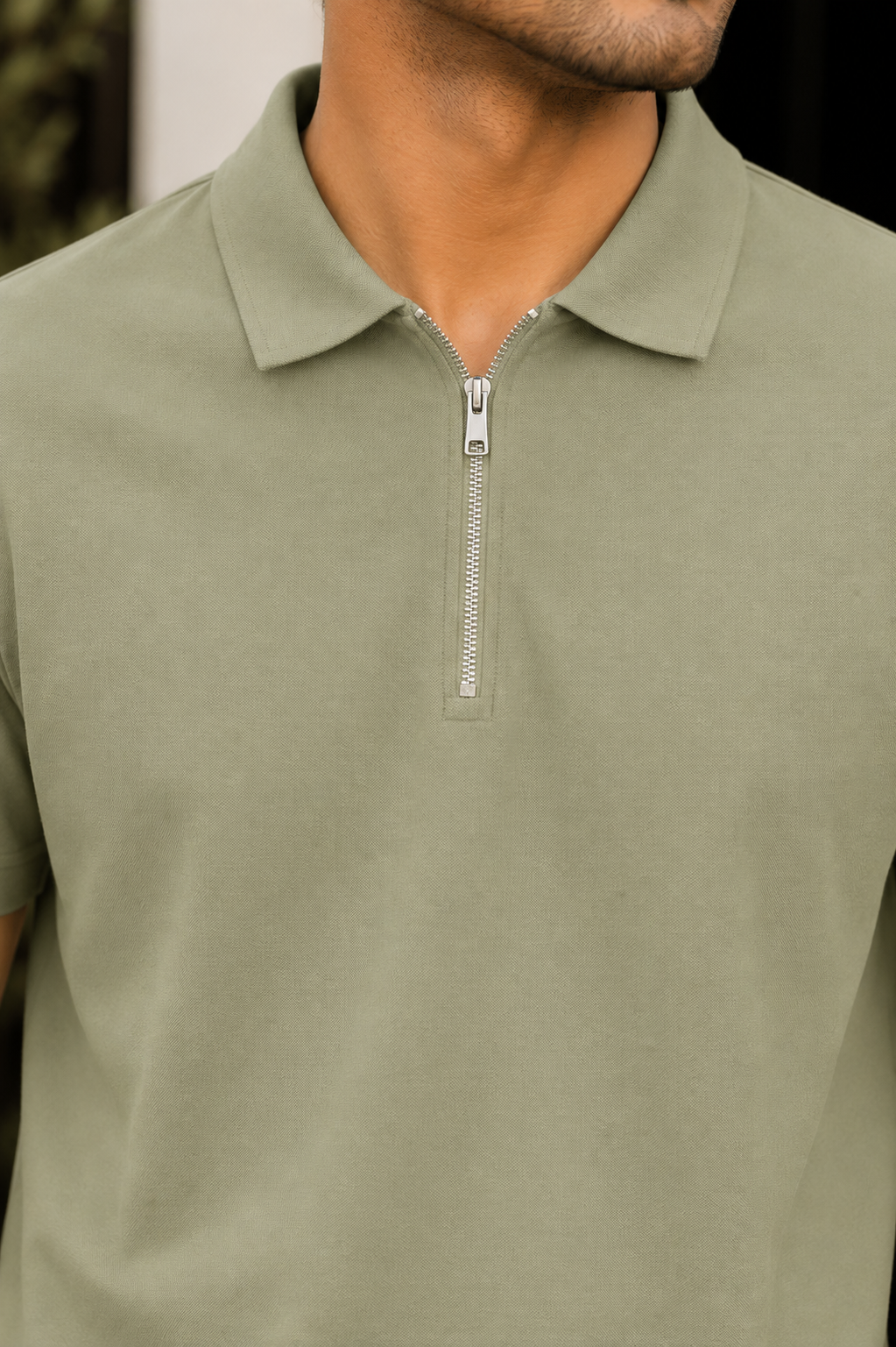 Unisex Zipper Polo