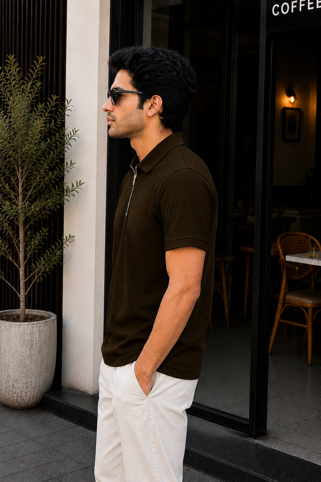 Unisex Zipper Polo