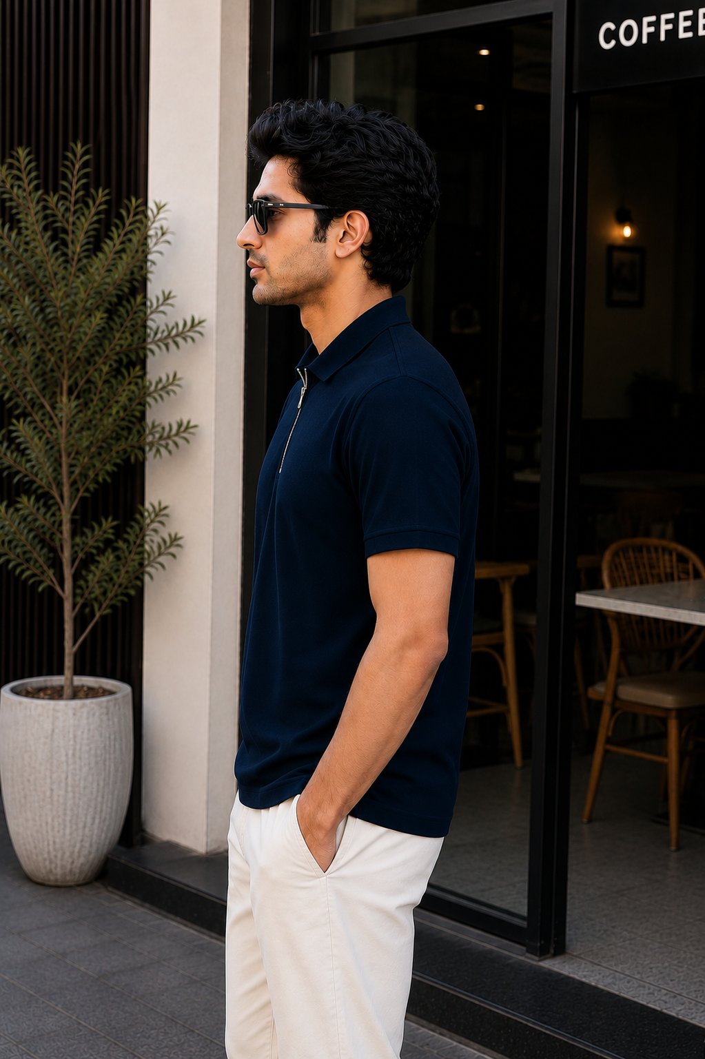 Unisex Zipper Polo