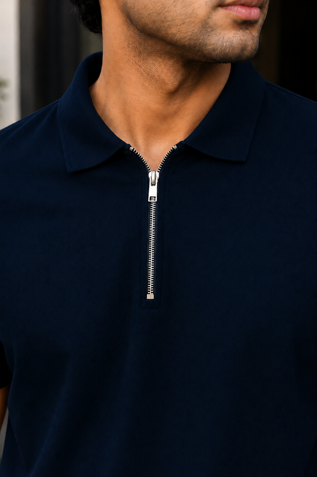 Unisex Zipper Polo